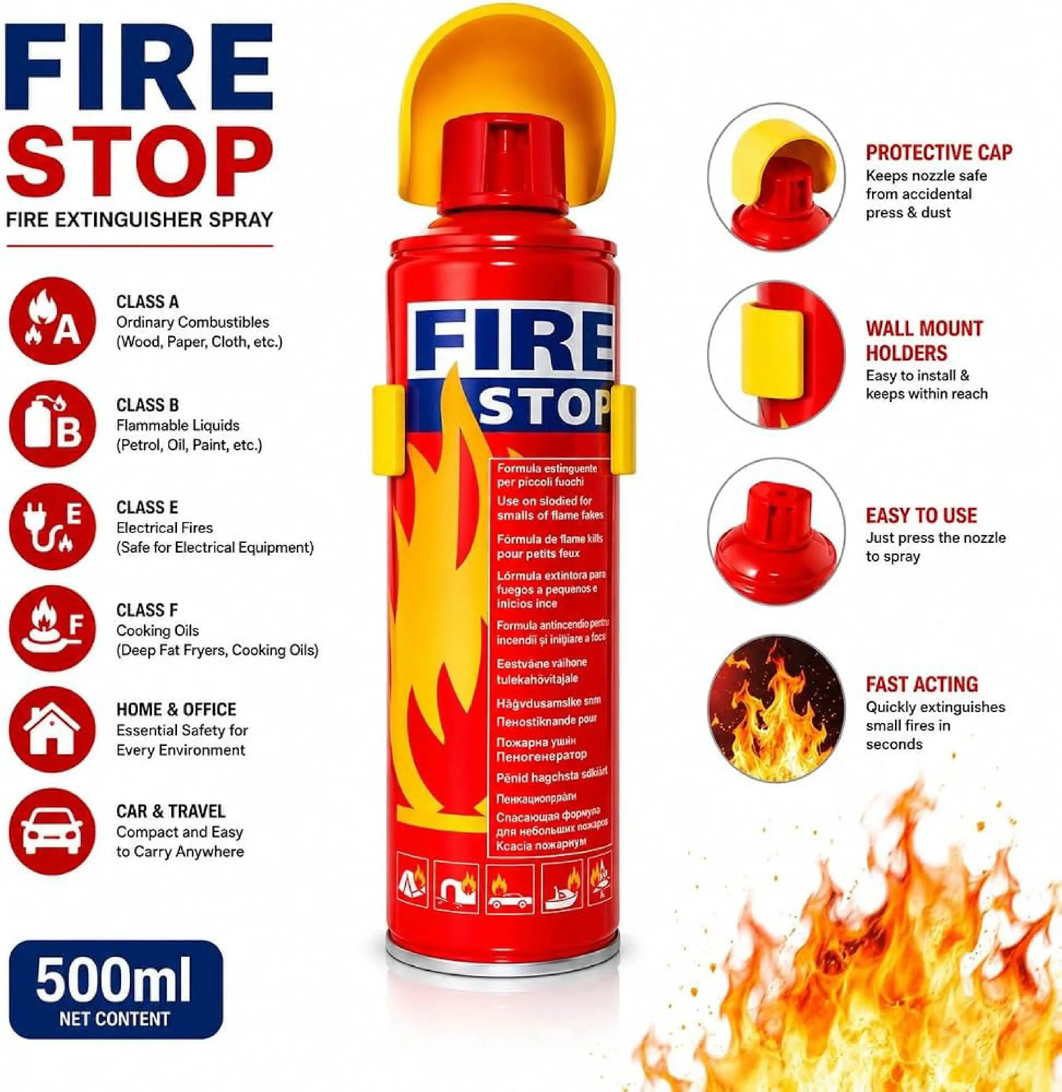 FIRE STOP 500ML Fire Extinguisher Spray
